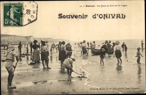 Ak Onival Somme, Les Jeux au bord de la vague, Strand, Ebbe, Kinder