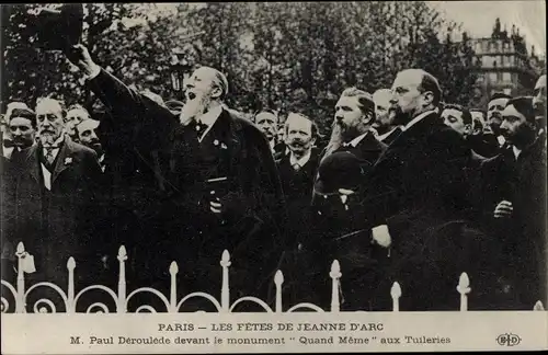 Ak Paris I., Les Fetes de Jeanne d'Arc, Paul Deroulede devant le monument Quand Meme aux Tuileries