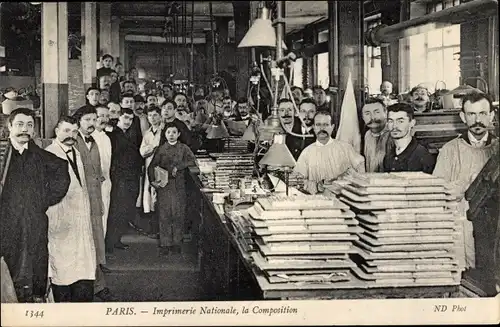 Ak Paris, Imprimerie Nationale, la Composition, Druckerei