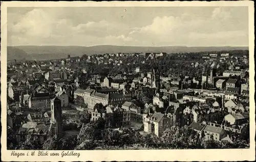 Ak Hagen in Westfalen, Blick vom Goldberg auf den Ort