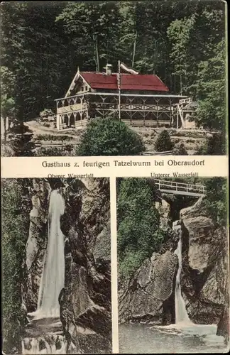 Ak Oberaudorf am Inn, Gasthaus z. feuerigen Tatzelwurm, Wasserfall