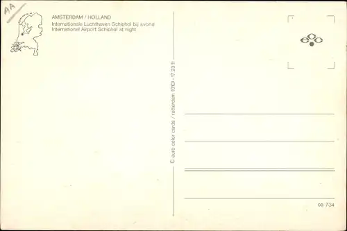 Ak Amsterdam Nordholland Niederlande, International Airport Schiphol at night