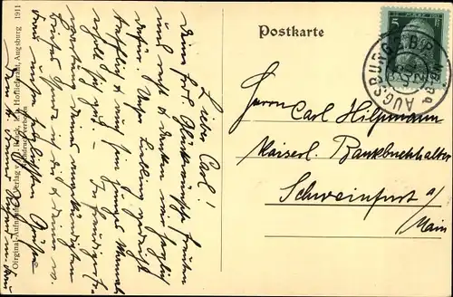 Ak Augsburg in Schwaben, Mittlere Maximilianstraße und Merkurbrunnen