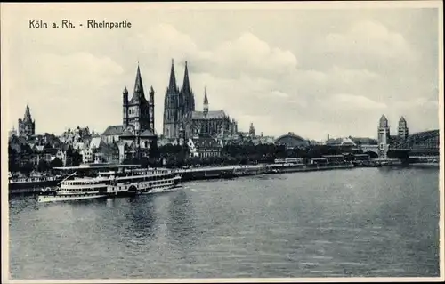 Ak Köln am Rhein, Rheinpartie, Dom, Dampfer, Stengel 60210