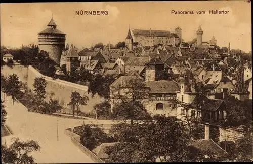 Ak Nürnberg in Mittelfranken, Panorama vom Hallertor