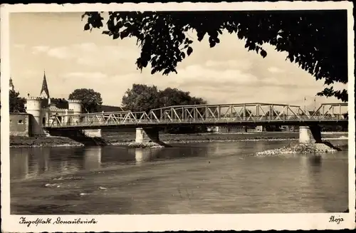 Ak Ingolstadt an der Donau Oberbayern, Donaubrücke, Stoja