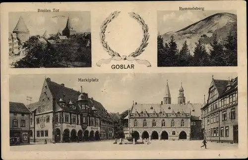 Ak Goslar am Harz, Breites Tor, Marktplatz, Rammelsberg