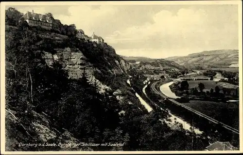 Ak Dornburg an der Saale Thüringen, Dornburger Schlösser mit Saaletal