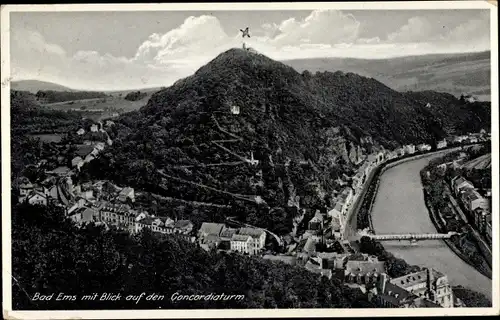 Ak Bad Ems an der Lahn, Ortsansicht mit Blick aus den Concordiaturm