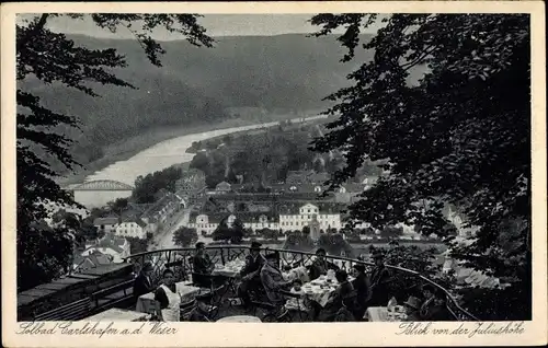 Ak Bad Karlshafen an der Oberweser Hessen, Panorama von der Juliushöhe