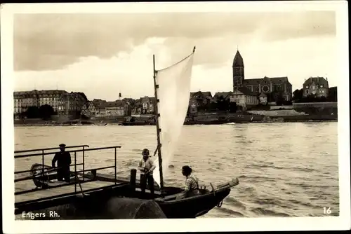 Ak Engers Neuwied in Rheinland Pfalz, Segelpartie, Kirche, Häuser