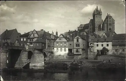 Ak Diez an der Lahn, alte Brücke mit Schloss