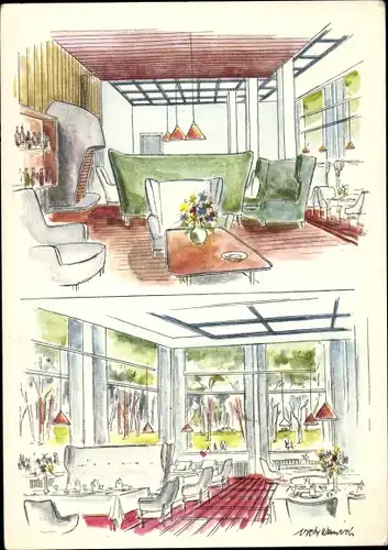 Künstler Ak Ålborg Aalborg Dänemark, Restaurant Papegojehaven