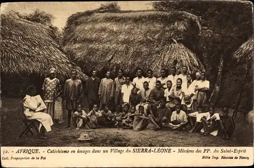 Ak Sierra Leone, Catechisme dans un village, Missions des PP. du Saint Esprit