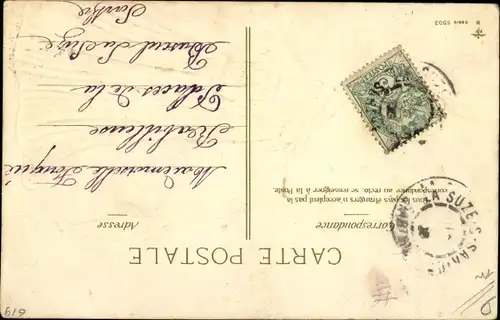 Präge Ak 1 April, 1er Avril, Alte Frau mit Fisch