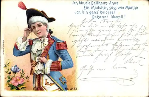 Litho Junger Mann in Uniform mit Monokel, Werbung für Cacao Grootes, Blumen