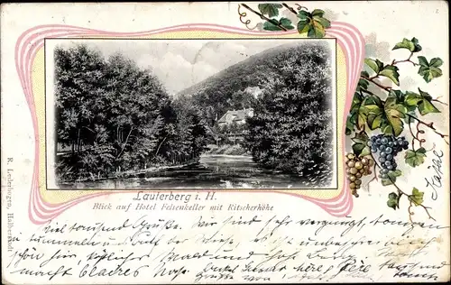 Passepartout Ak Bad Lauterberg im Harz, Blick auf Hotel Felsenkeller mit Ritscherhöhle