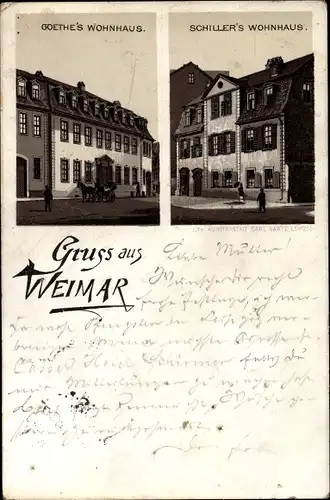 Ak Weimar in Thüringen, Goethe's Wohnhaus, Schiller's Wohnhaus