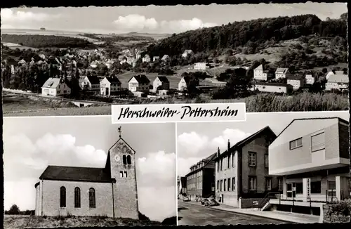 Ak Herschweiler Pettersheim in der Pfalz, Gesamtansicht, Kirche