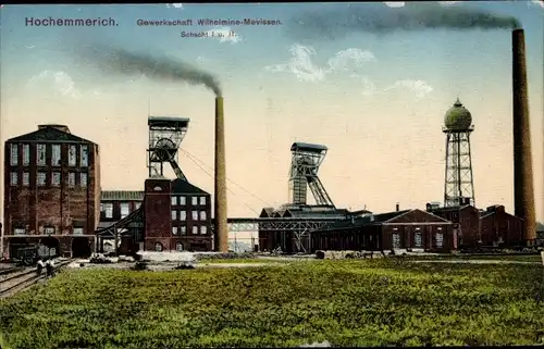 Ak Hochemmerich Duisburg im Ruhrgebiet, Gewerkschaft Wilhelmine Mevissen, Schacht I u. II