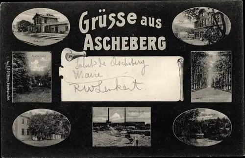 Ak Ascheberg in Holstein, Bahnhof, Post, Allee, Fabrikanlagen