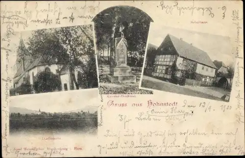 Ak Hohnstedt in Niedersachsen, Kirche, Schulhaus, Kriegerdenkmal, Dorfansicht
