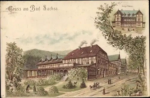 Vorläufer Litho Bad Sachsa im Harz, Hotel Schützenhaus, Logierhaus