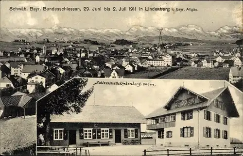 Ak Lindenberg Buchloe im Allgäu, Gesamtansicht, Bundesschießen 29.06. - 02.07.1911, Schießstätte
