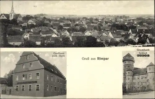 Ak Rimpar in Unterfranken, Gesamtansicht, Gasthaus zum Stern, Grumbach Schloss