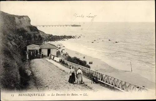 Ak Hennequeville Calvados, La Descente des Bains