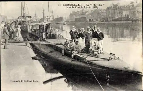 Ak Caen Calvados, Le Plaviose, Französisches Kriegsschiff, 1911