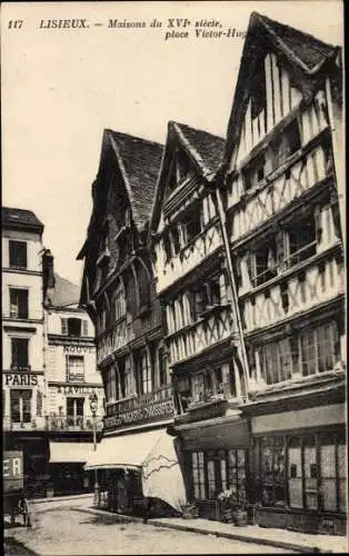 Ak Lisieux Calvados, Maisons du XVI siecle, Place Victor Hugo