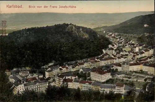 Ak Karlovy Vary Karlsbad Stadt, Blick von der Franz Josefs Höhe