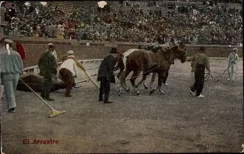 Ak Corrida de toros, el Arrastre, Stierkampf