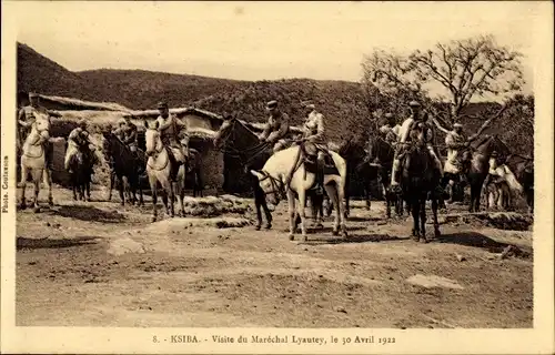 Ak El Ksiba Marokko, Visite du Marechal Lyautey, 1922