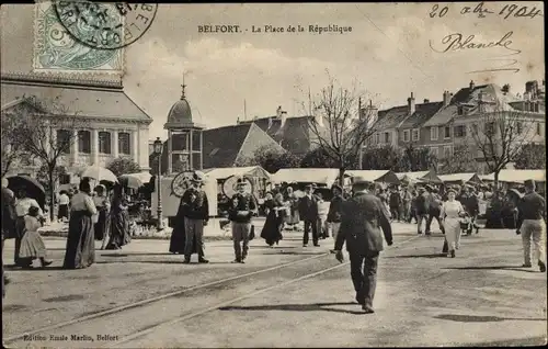 Ak Belfort Territoire de Belfort, La Place de la Republique, marché