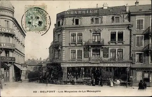 Ak Belfort Territoire de Belfort, les Magasins de la Ménagère, Hotel Restaurant