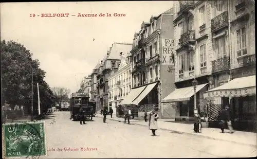 Ak Belfort Territoire de Belfort, Avenue de la Gare, Tramway Dubonnet