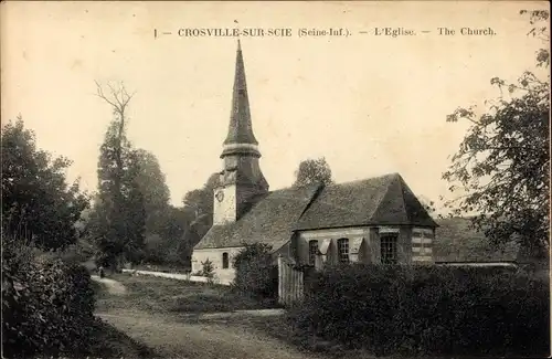 Ak Crosville sur Scie Seine Maritime, L'Eglise