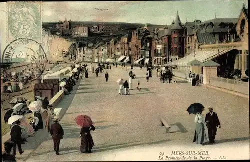 Ak Mers sur Mer Mers les Bains Somme, La Promenade de la Plage