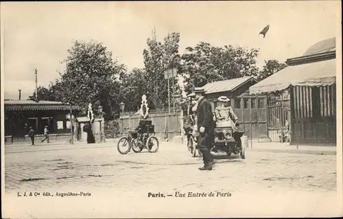 Ak Paris, Une Entree de Paris, Straßenpartie, Automobil