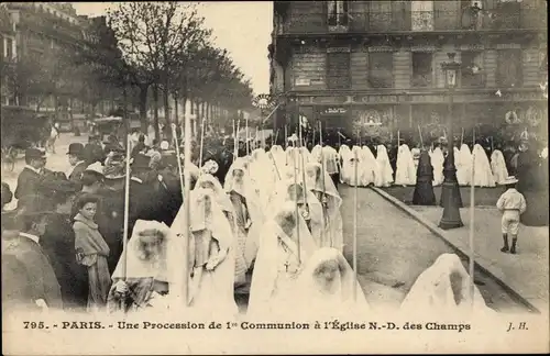 Ak Paris VI, Eglise Notre Dame des Champs, Procession de 1re Communion