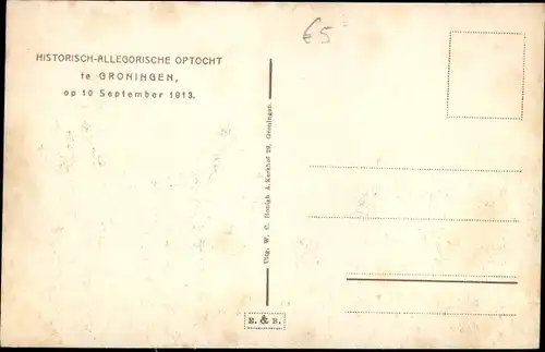 Ak Groningen Niederlande, Historisch Allegorische Optocht, 10.09.1913