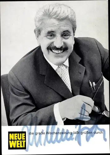 Ak Schauspieler Willy Millowitsch, Portrait, Brille, Neue Welt-Zeitung