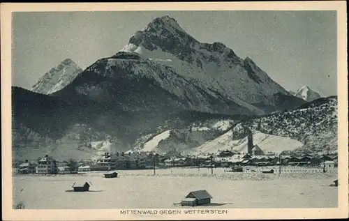 Ak Mittenwald in Oberbayern, Blick gegen Wetterstein