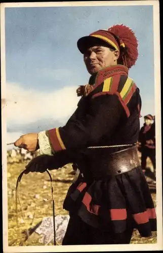 Ak Lappland, Mann in Volkstracht
