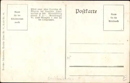 Lied Ak Keinen Tropfen im Becher mehr, Deutscher Schulverein, Deutsche Lieder Nr. 11 Karte 84