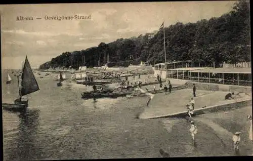 Ak Hamburg Altona, Oevelgönne Strand