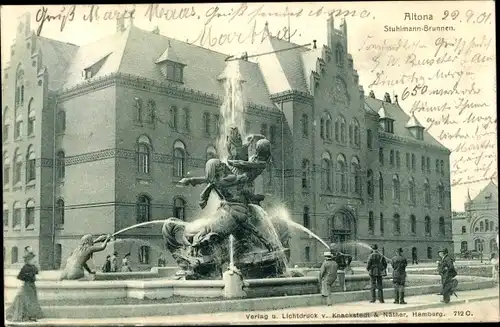 Ak Hamburg Altona, Partie am Stuhlmann Brunnen