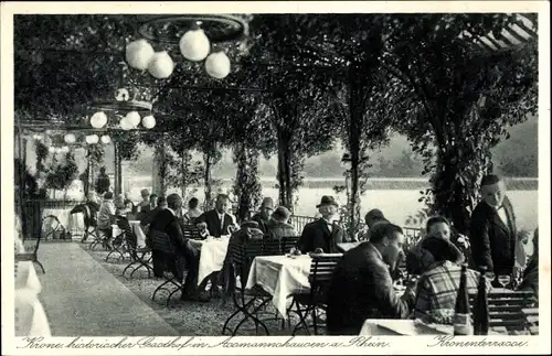 Ak Assmannshausen Rüdesheim am Rhein, Gasthof Krone, Gäste auf der Terrasse, Kronenstraße